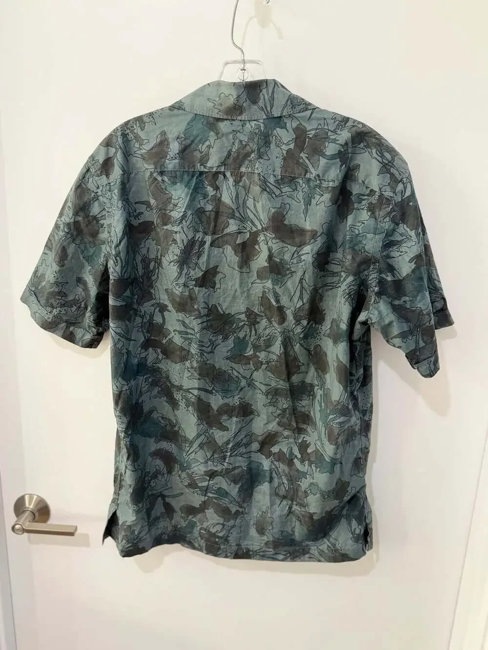 Ermenegildo Zegna Green Abstract Floral Print Short Sleeve Resort Shirt